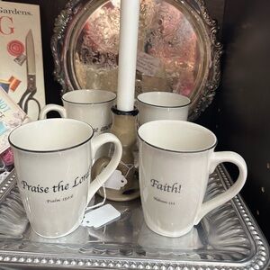 Inspirational White Mugs Set of 4